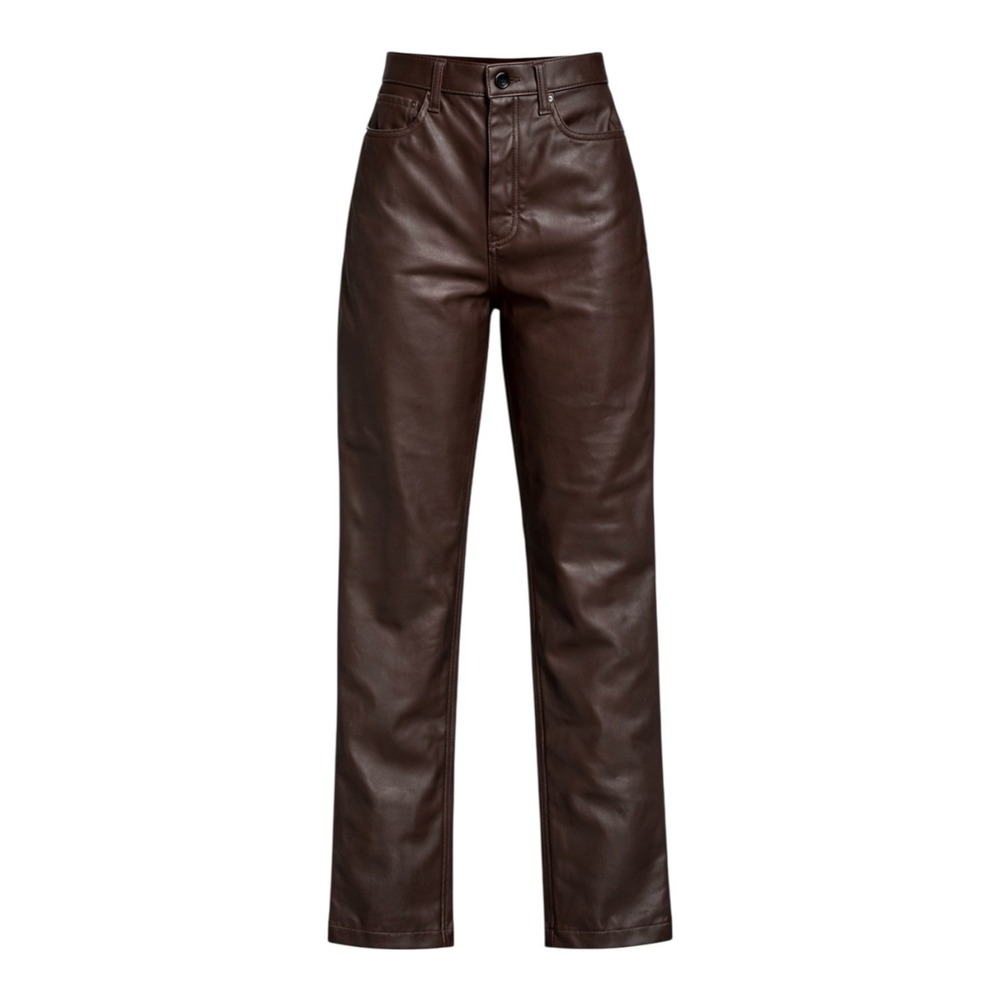 Abercrombie CurveLove Faux Leather 90s Straight Pants Brown UltraHighRise 29 NWT